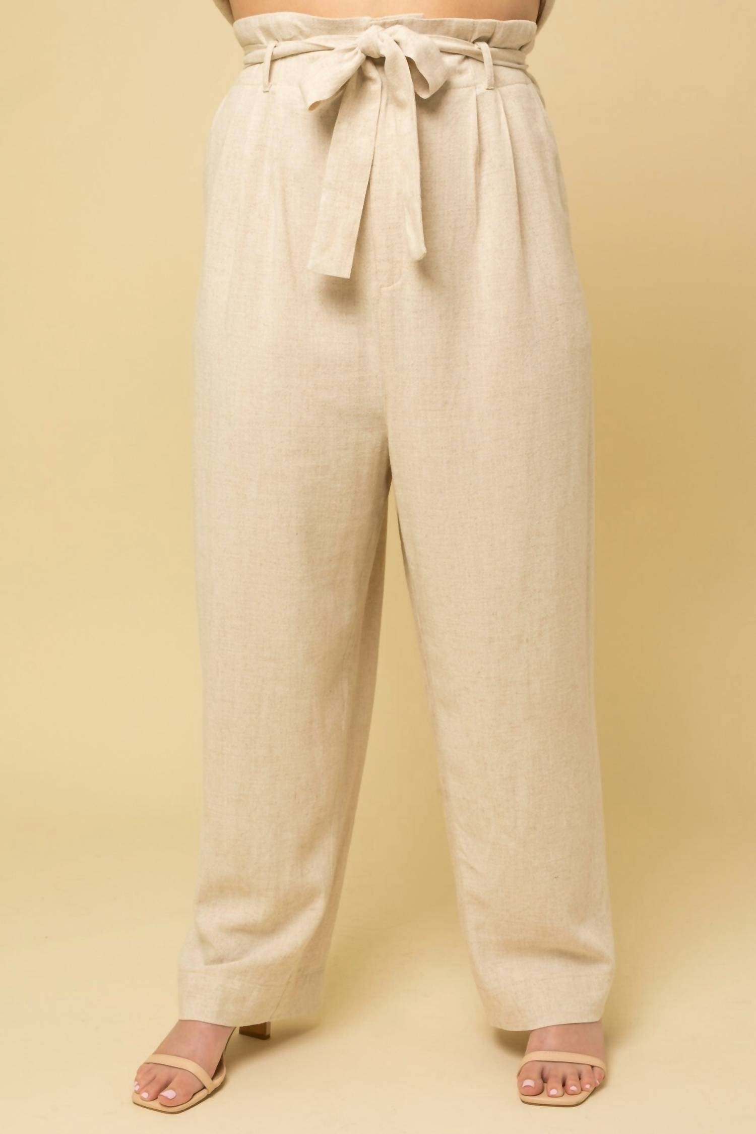 Linen paper bag pants