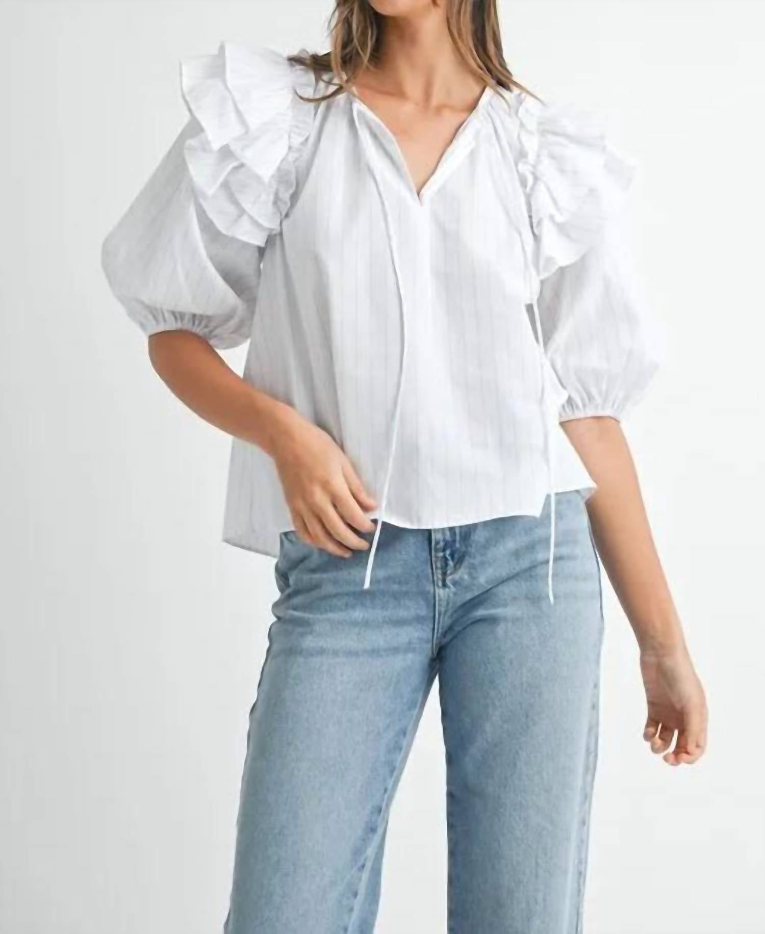 Mable - Amelia Stripe Ruffle Blouse