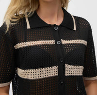 Joseph Ribkoff - Striped Open Knit Cover-up Top