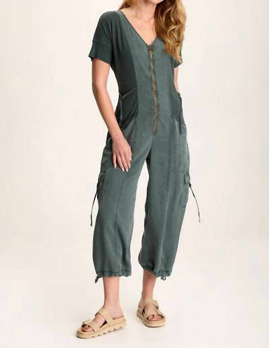 Xcvi - Short Sleeve Twill Banded Jumpsuiṭ