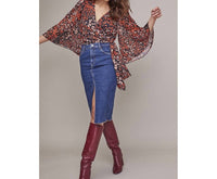 ASTR Imogen Top in red gold leopard - women's blouse
