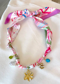 Knotty Bling - Women's Pastel 5 Charm Twilly Necklace