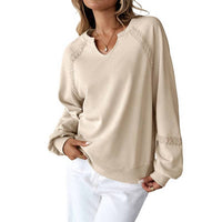 Anna-Kaci - Lace Trim Long Sleeve Knit Sweatshirt