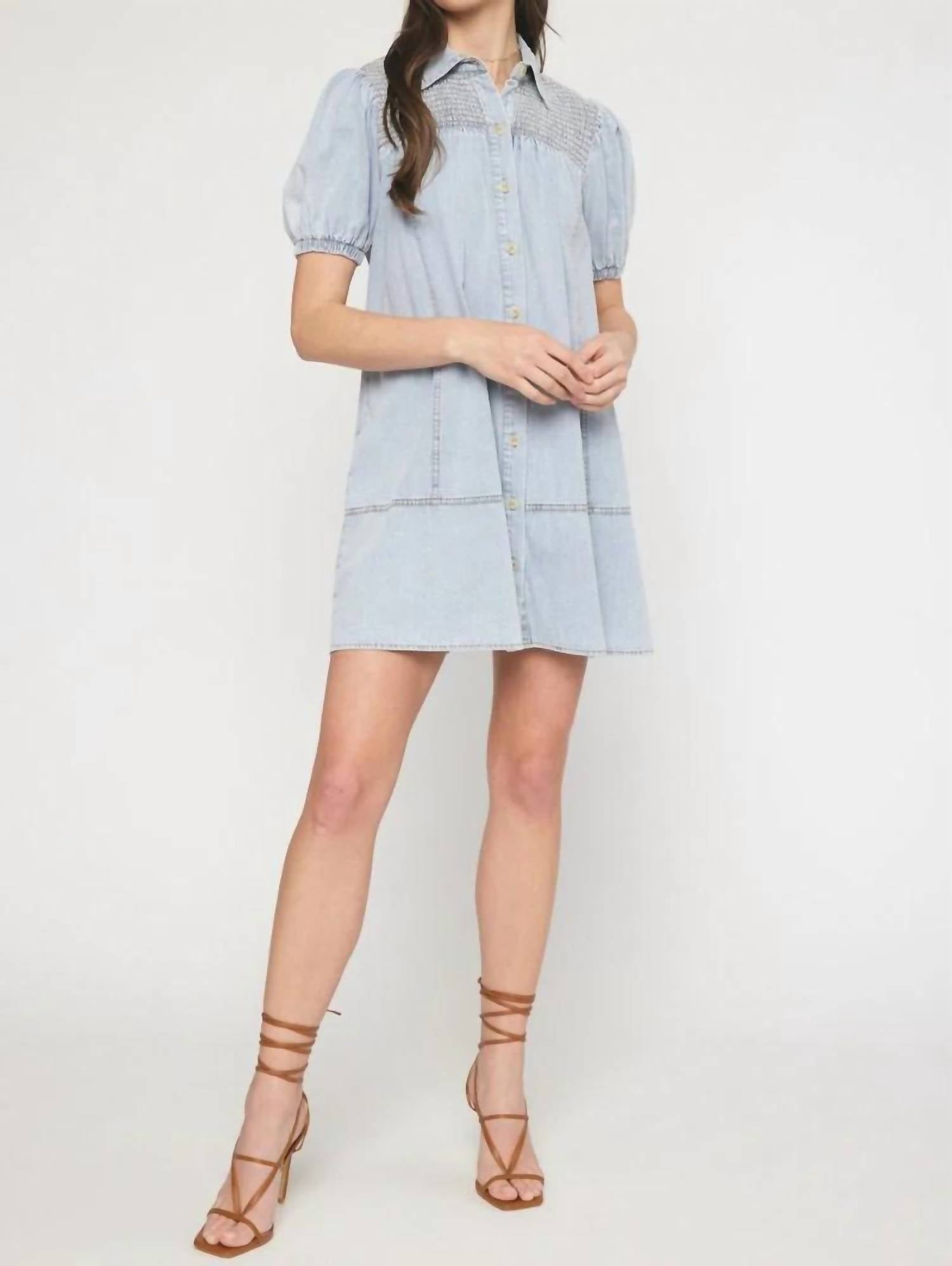 Entro - Denim Smocked Dress