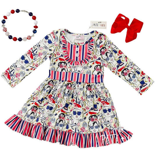 Pete + Lucy - Girls Glamour Stripe Dress