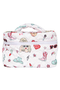 Katydid Music Girl Icons Quilted Cosmetic Bag in light pink - women's bag