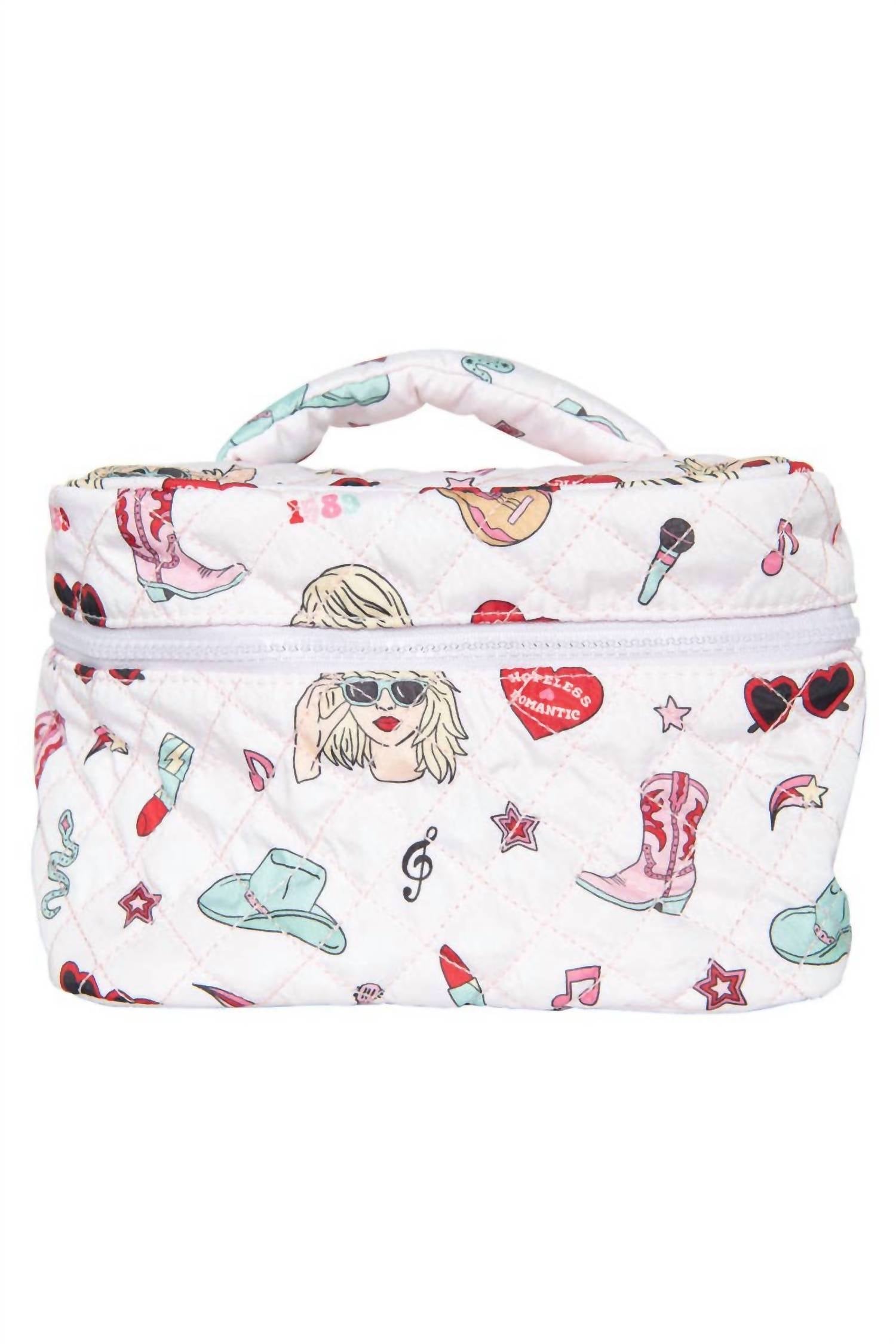 Katydid Music Girl Icons Quilted Cosmetic Bag in light pink - women's bag
