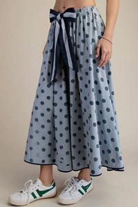 Easel - Tie Waisted Polka Dot Skirt