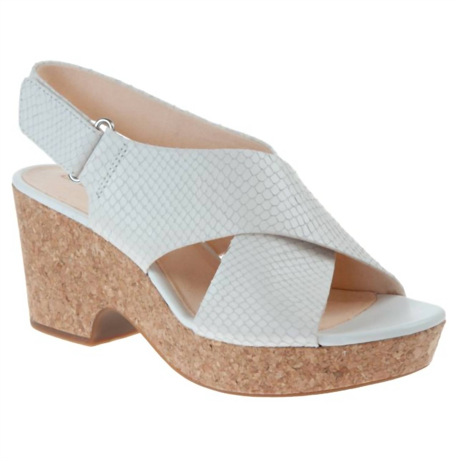 Clarks Women's Maritza Lara Wedge Sandal in white snake - women's shoe