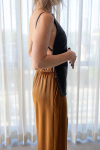 St. Agni - Woven Leather Square Neck Top