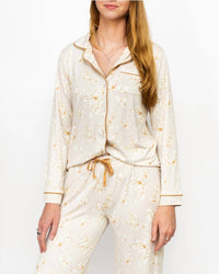 The Royal Standard Harvest Toile Long Sleeve Pant Set in turtledove cream - women's intimate - alternate view