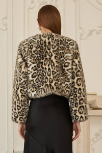Skies Are Blue - Lola Leopard Chubby Faux Fur Crop Jacket