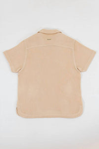 Vices & Co. Waffle Resort Short Sleeve Button Down Shirt in beige - men's shirt - alternate view