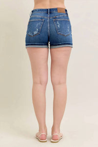 Judy Blue - Mid Rise Destroy And Cuff Dad Shorts