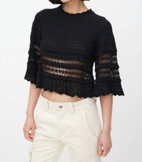 Marant Etoile Azelia Tiered Cut Out Knit Pullover Sweater in black - women's sweater - view 4