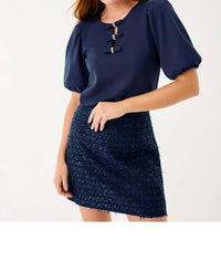 Lilly Pulitzer Kels Mini Skirt in low tide navy after party lurex boucle - women's skirt - view 5