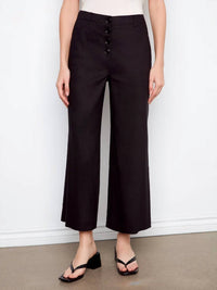 Charlie B - Stretch Linen Wide Leg Button Front Pants