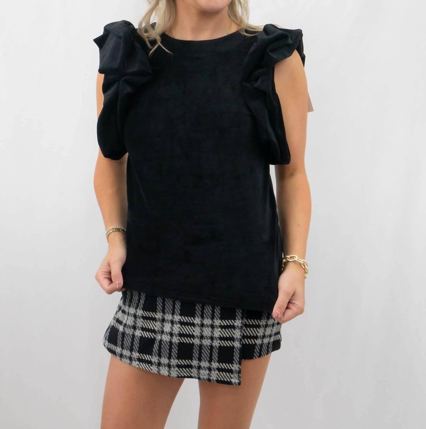 Thml - Flutter Sleeve Velvet Top