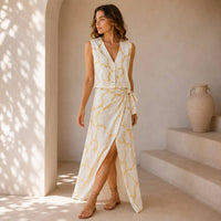 Mystery Resort - Virelle Wrap Top And Maxi Skirt Set