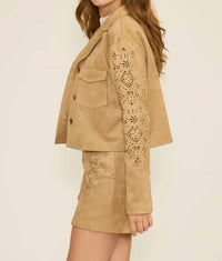 LUCY PARIS Nia Faux Mini Skirt in tan - women's skirt - alternate view