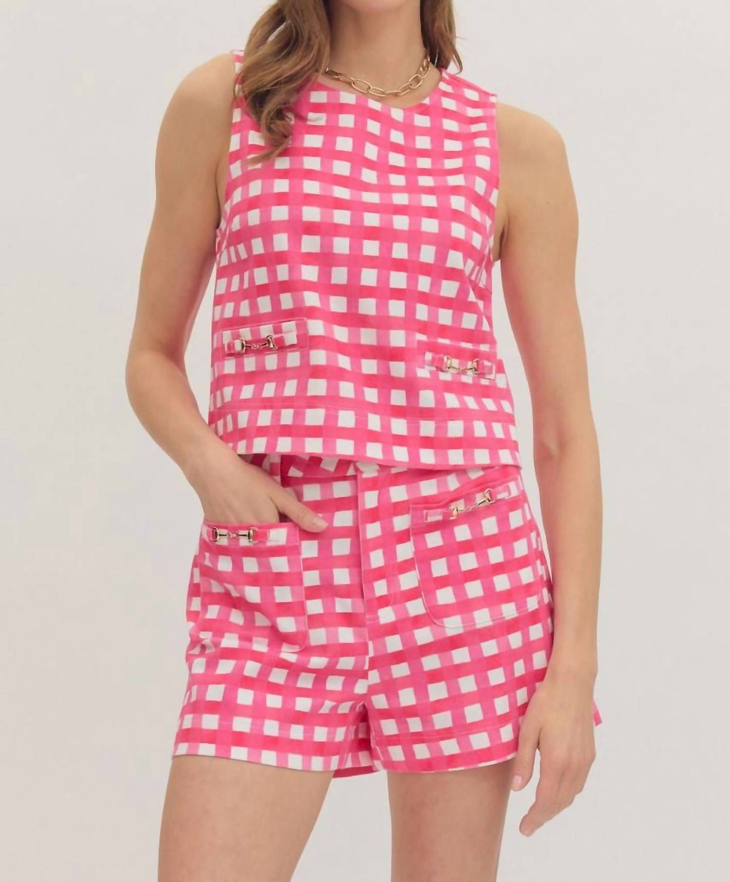 Entro - Plaid Horse Bit Pocket Shorts