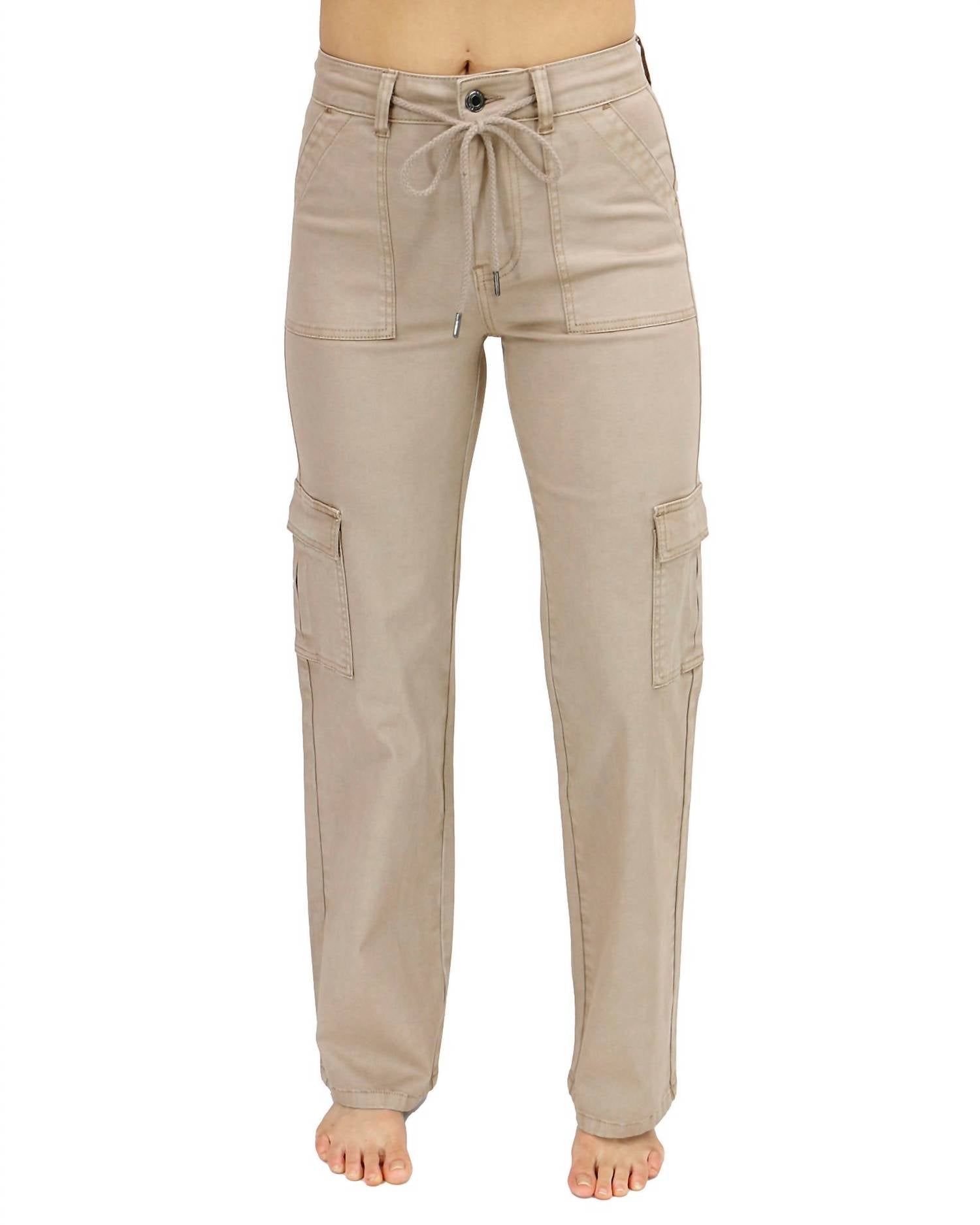 Grace and Lace Women's Sueded Twill Cargo Pants in khaki - women's pants