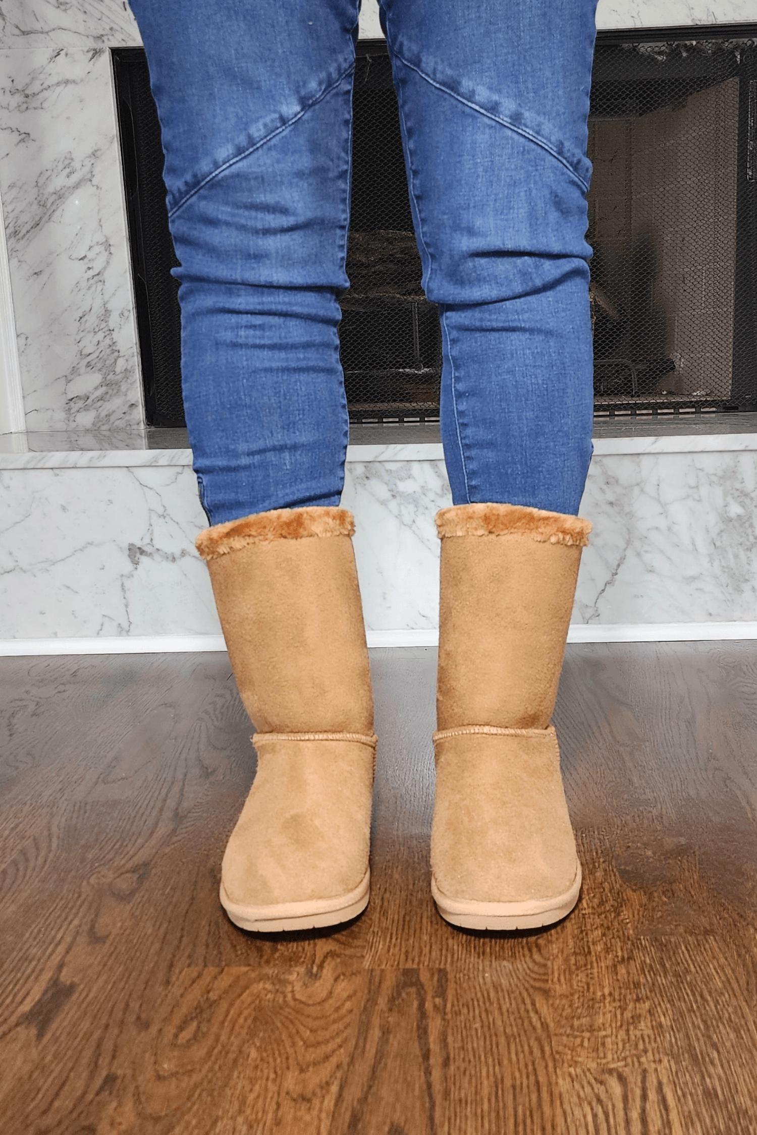 Faux Fur Boots with Bow Tie Detail
