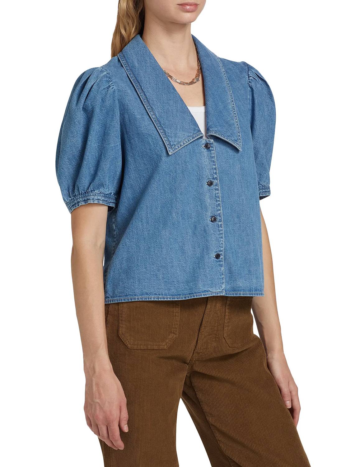 Frame - Sailor Denim Short Sleeve Blouse