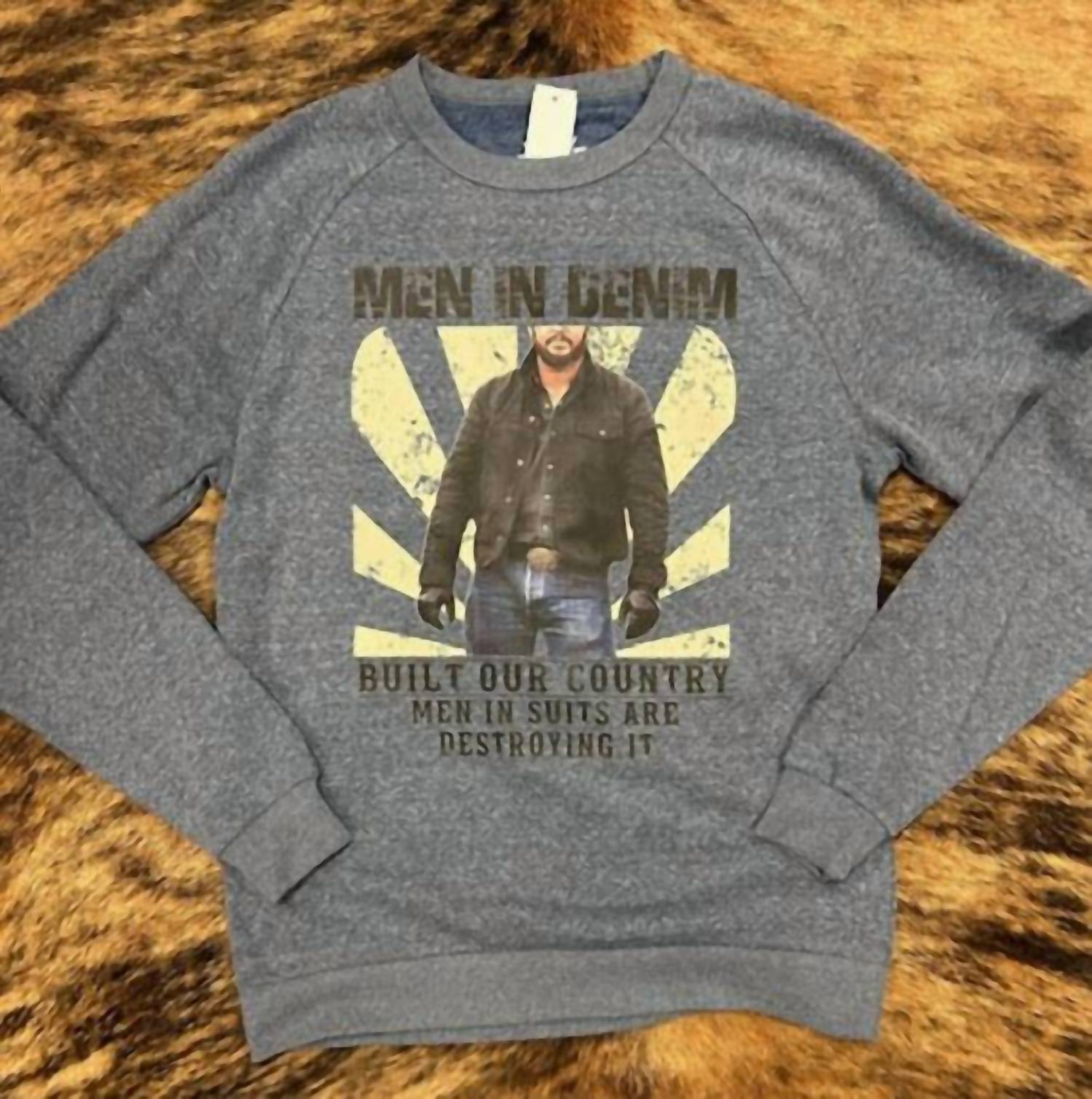 Legend Or Lies - Men In Denim Rip Crew Neck Sweatshirt
