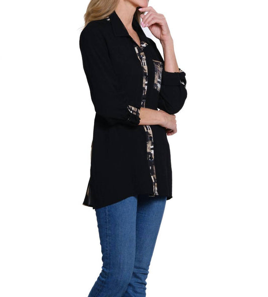 Multiples - Roll Tab Long Sleeve Hi-lo Button Front