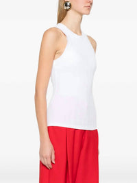 VICTORIA BECKHAM Rib Tank Top in white - women's tank top - detail view