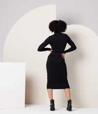 Known Supply Faye Midi Dress in black - women's dress - detail view