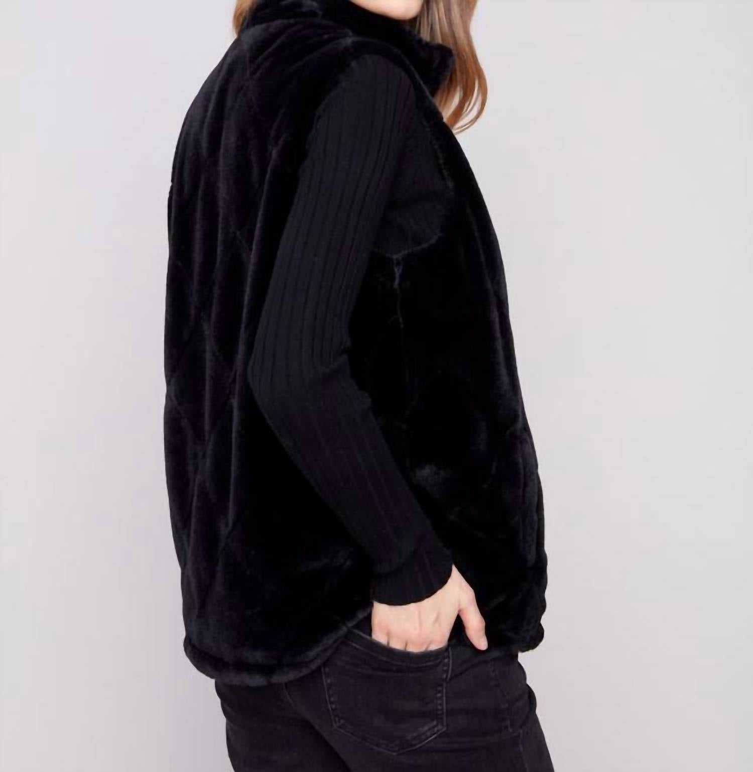 Charlie B - Printed Reversible Faux Fur Vest