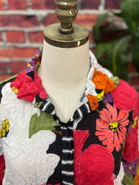 Olivia by Habitat Women's Siesta Floral Crinkle Crepe Button Front Top in multi - women's blouse - alternate view