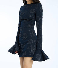 ROTATE Jacquard Mini Dress in sky captain - women's dress - alternate view