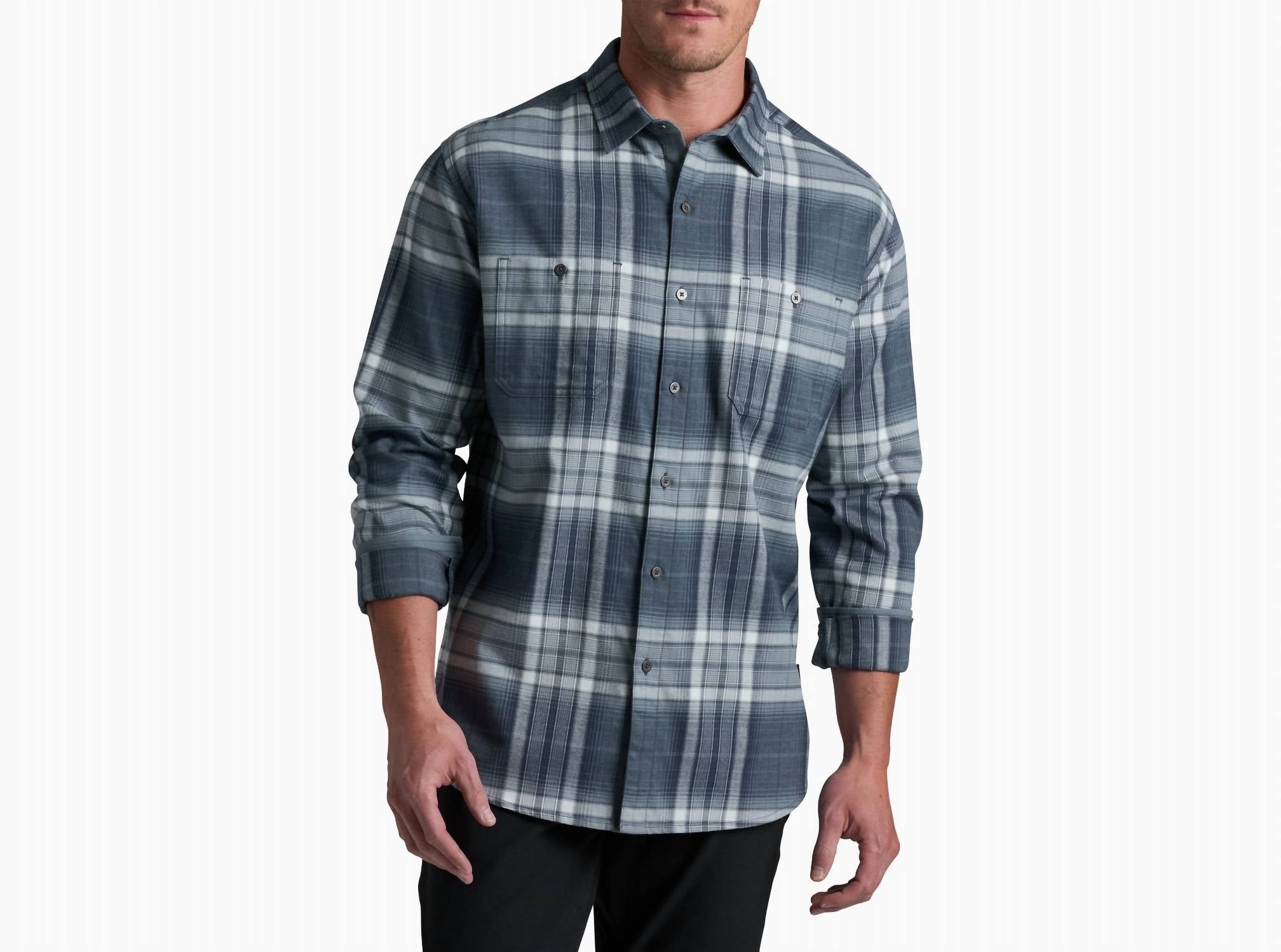 KUHL Fugitive Flannel Long Sleeve Shirt in steel blue - men's shirt