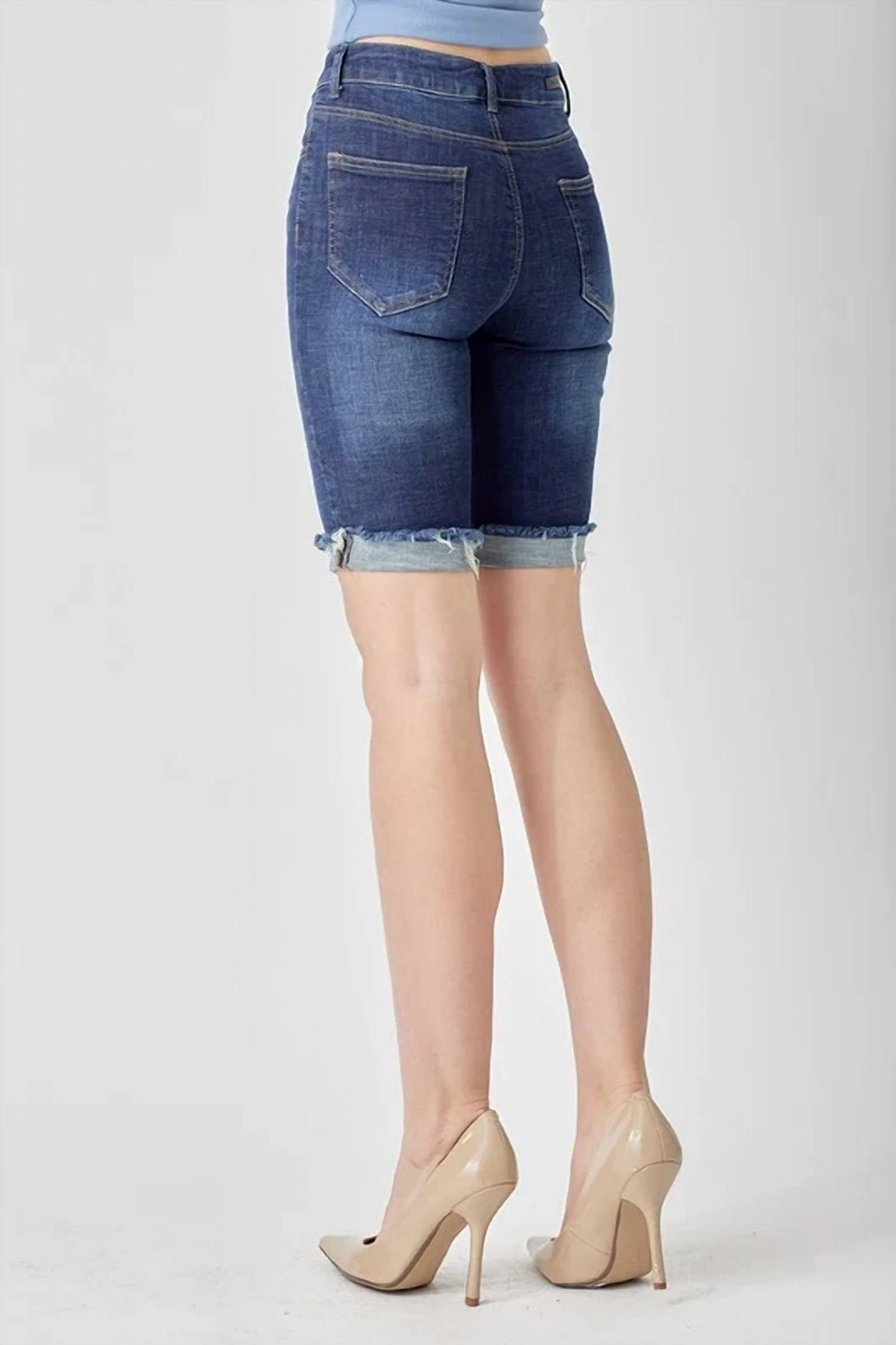 Risen - Mid Rise Clean Cuffed Bermuda Shorts