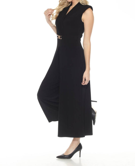 Joseph Ribkoff - Wrap Neck Cropped Wide Leg Jumpsuit