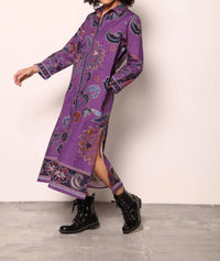 maude vivante Eliza Midi Dress in purple sparkle - women's dress - detail view