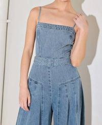 Flying Tomato - Straight Neckline Straps Jumpsuit