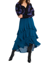 ALLISON NEW YORK ELLA MIDI SKIRT in deep teal - women's skirt - view 4