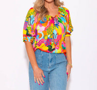 Ivy Jane - Tropical Satin Cactus Top
