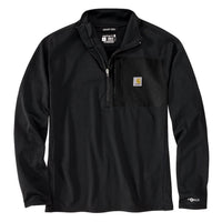 carhartt Men's Force Relaxed Fit Mock Neck Half Zip Shirt in grey - men's long sleeve top - detail view