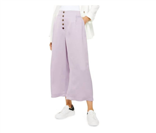 Topshop - Coco Satin High Rise Button Fly Wide Leg Cropped Pants