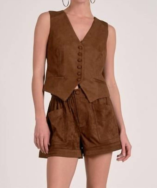 Elan - Suede V-neck Vest