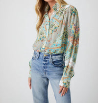 Fifteen Twenty - Shirred Button-up Pattern Shirt