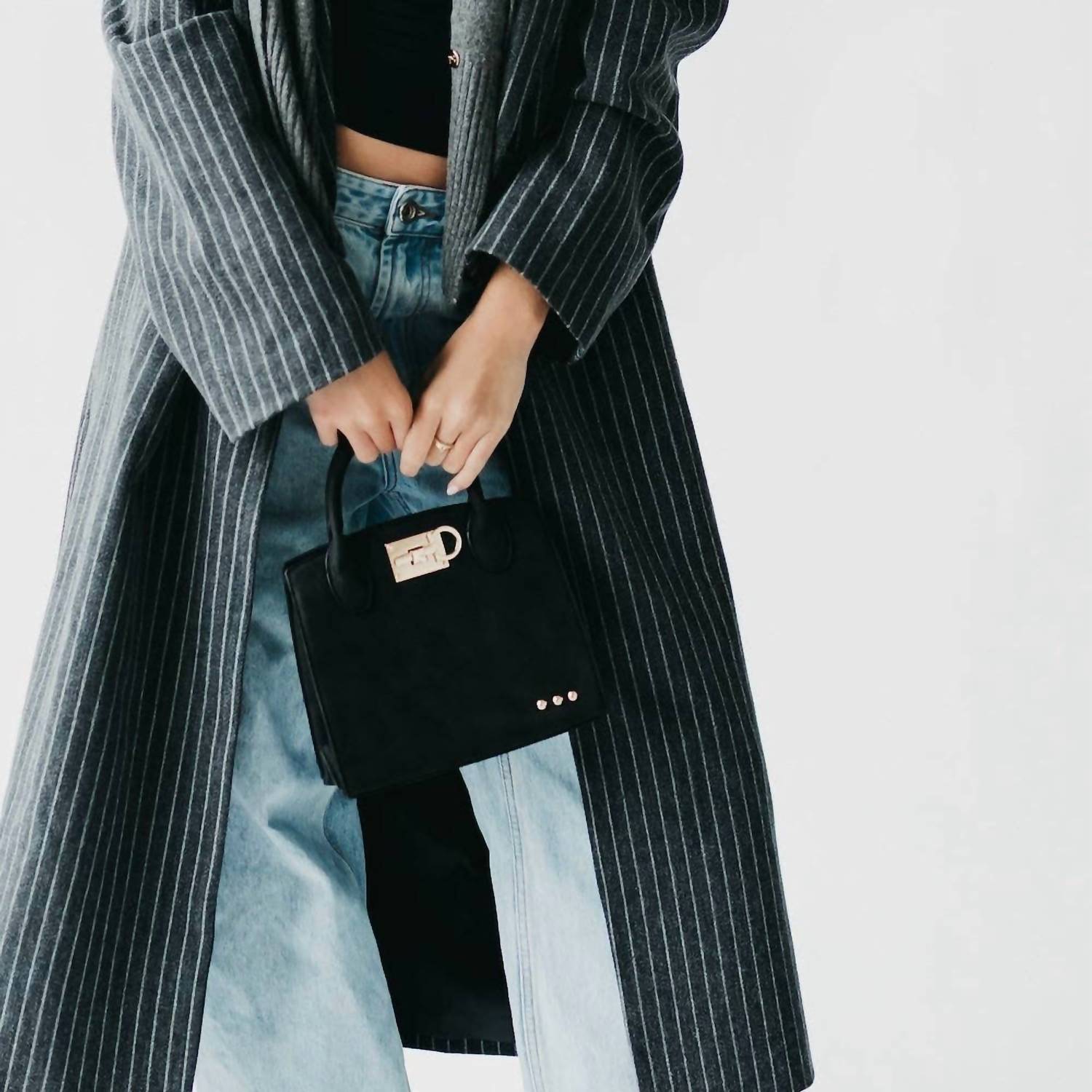 Pretty Simple Women's Nixie Nubuck Vegan Leather Small Crossbody Tote in black - women's bag - alternate view