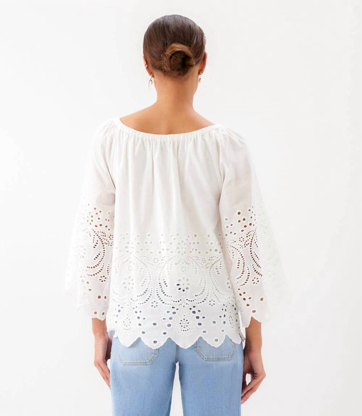 Karen Kane - Cut-Out Embroidery Flare Sleeve Peasant Top