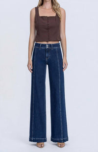 VERVET BY FLYING MONKEY High Rise Front Seam Wide Leg Jeans in blue - women's jeans