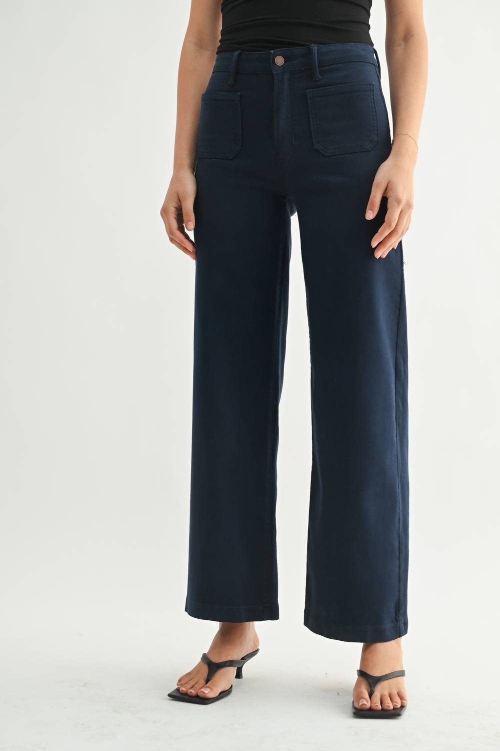 Just Black Denim - Mini Patch Pocket Wide Leg Jeans